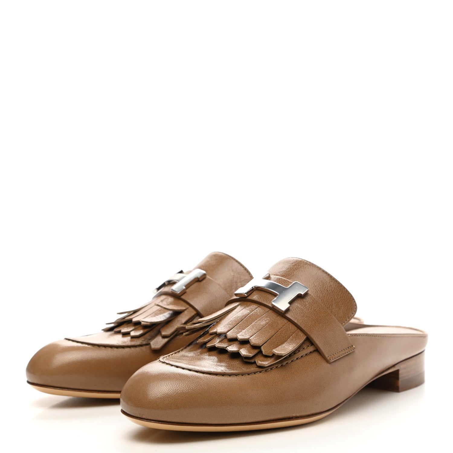 Hermes Goatskin Rivoli Mules 37.5 Havane 3 of 9