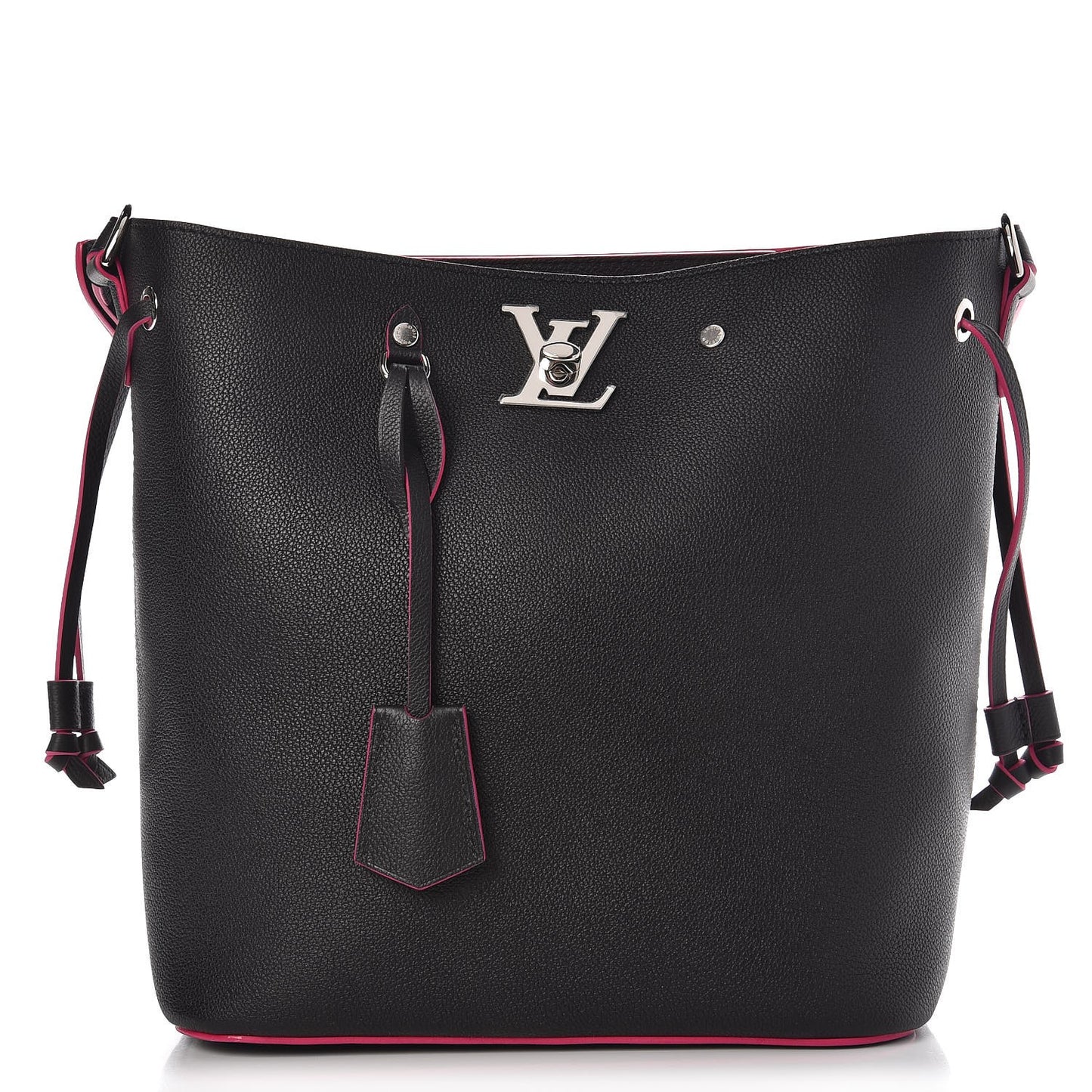 Calfskin Lockme Bucket Black