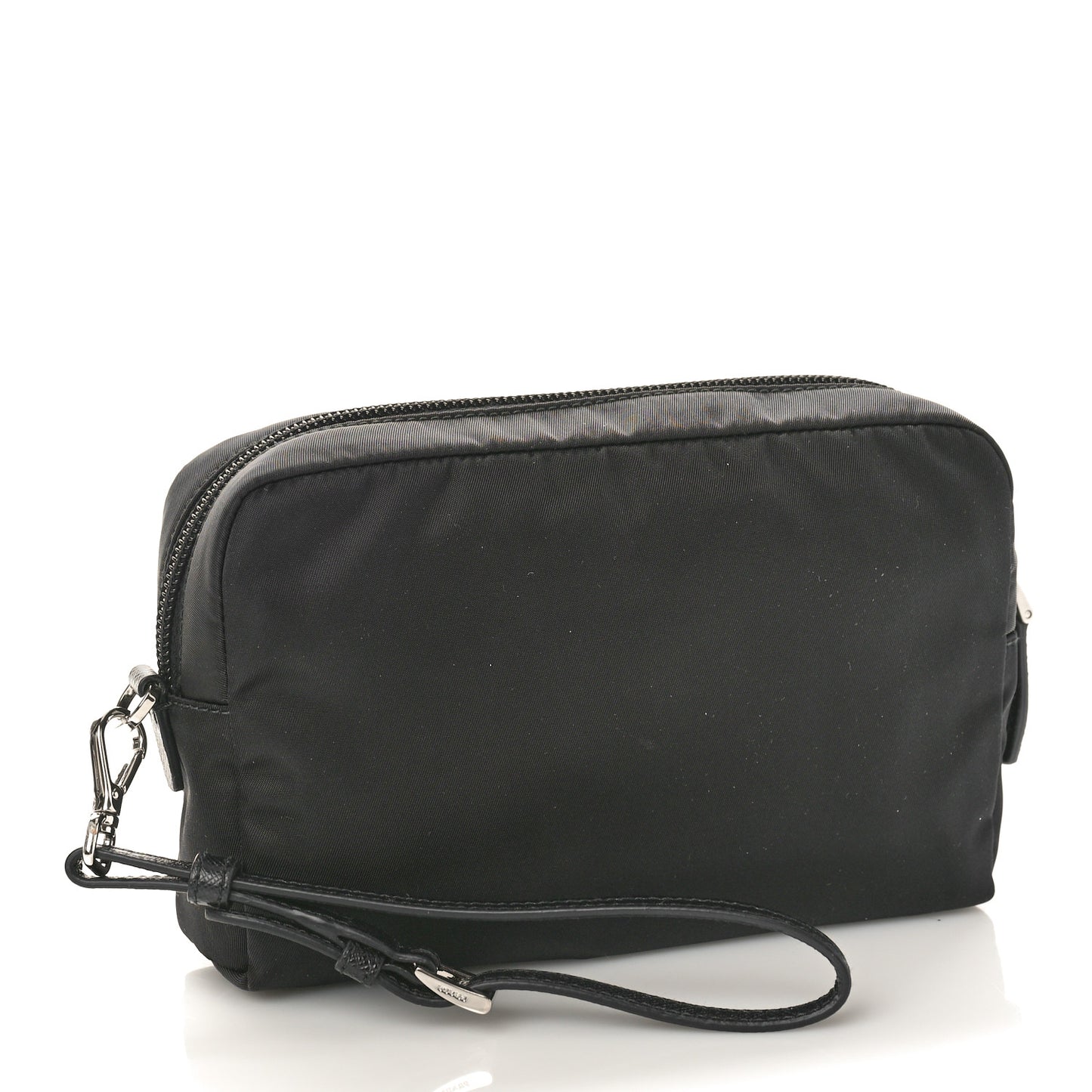 Tessuto Nylon Vela Saffiano Necessaire Wristlet Pouch Black