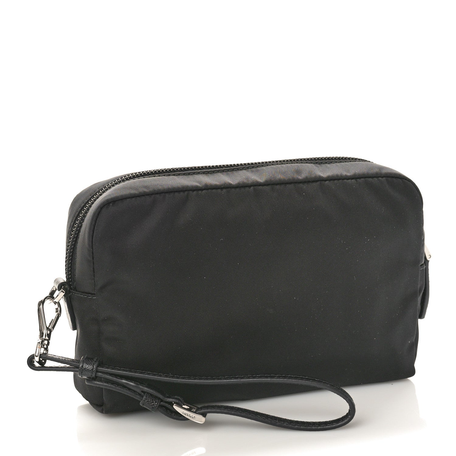 Prada Tessuto Nylon Vela Saffiano Necessaire Wristlet Pouch Black 3 of 8