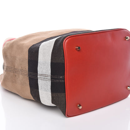 Burberry Canvas Mega Check Medium Ashby Hobo Cadmium Red 8 of 9