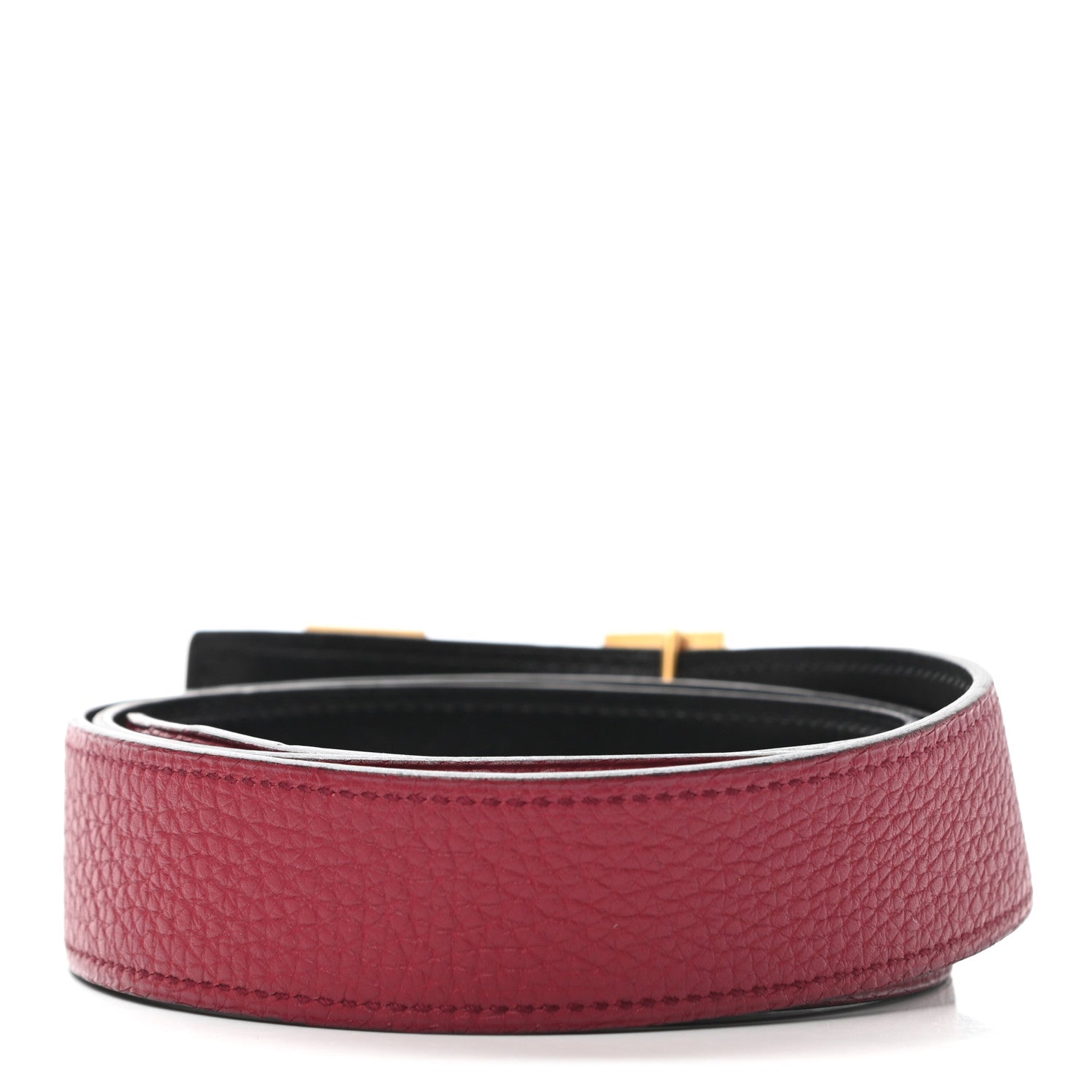Hermes Togo Box 32mm Strie H Belt 85 Rubis Black 2 of 6