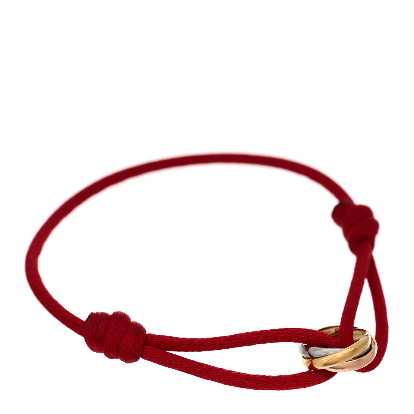 18K Pink Yellow White Gold Trinity Cord Bracelet Red