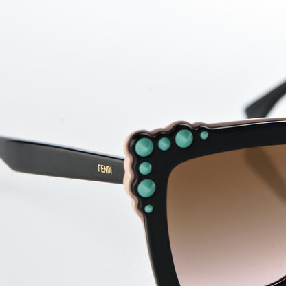Fendi Studded Square Cat Eye Sunglasses FF 0260/S Black Pink 7 of 8