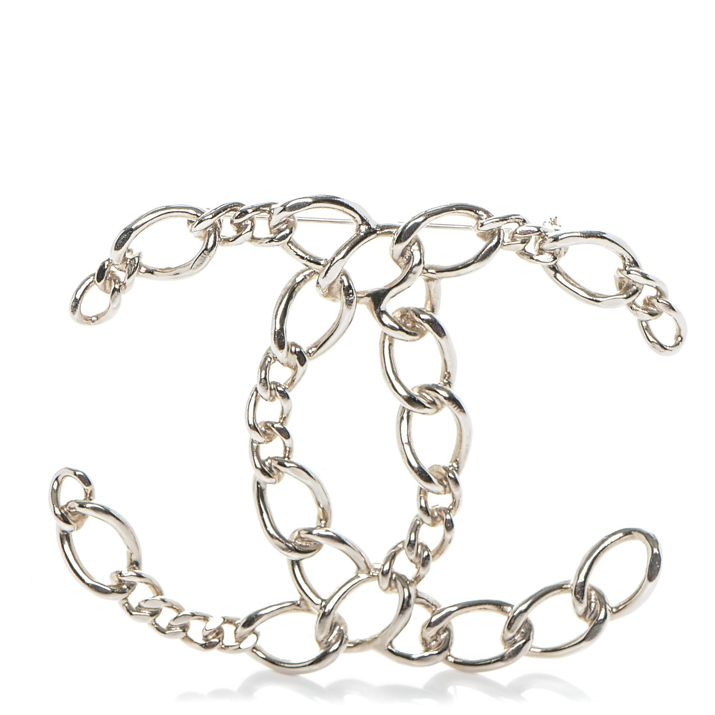 CC Chain Brooch Pin Silver