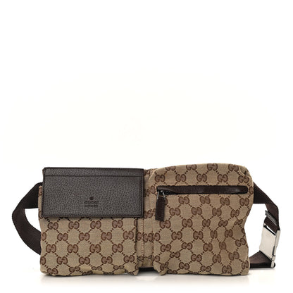 Gucci GG Monogram Double Pocket Belt Bag Dark Brown 1 of 10