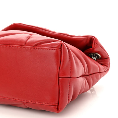 Saint Laurent Lambskin Quilted Small Loulou Puffer Monogram Chain Satchel Red 11 of 11