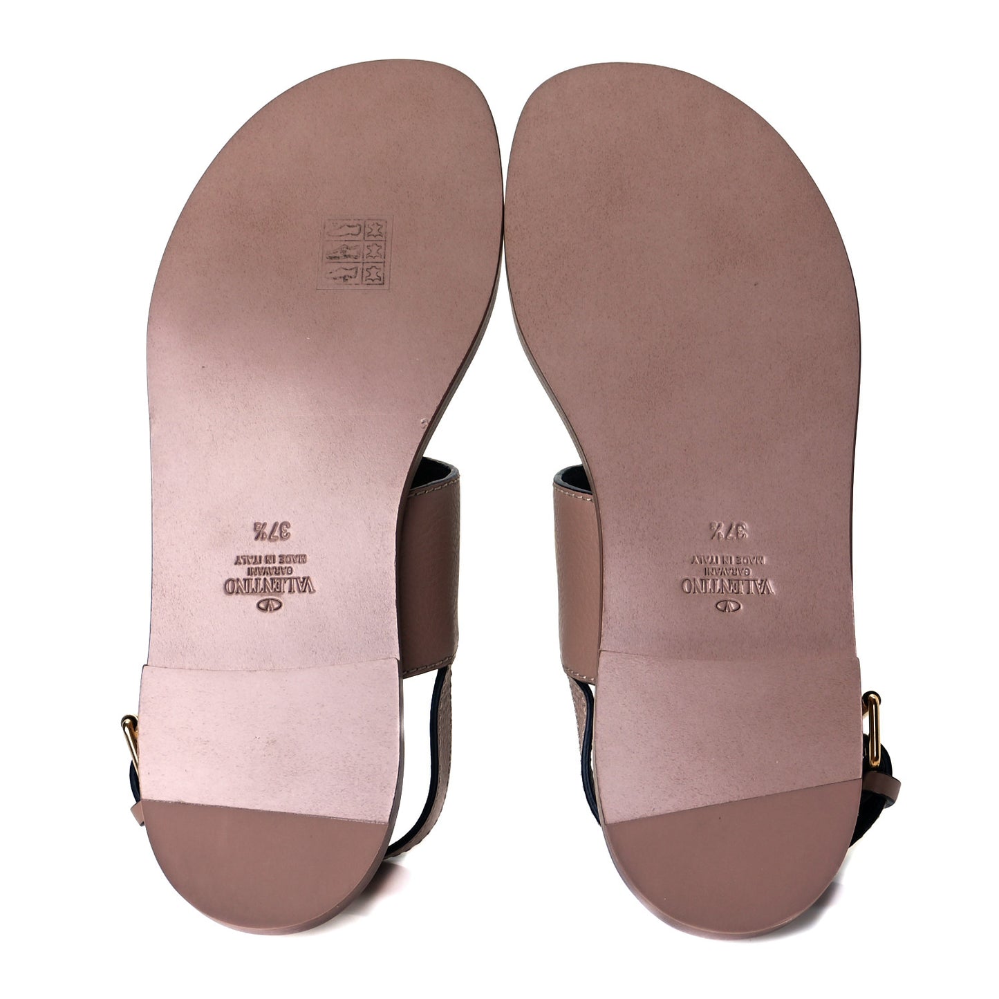 Grainy Cowhide Vlogo Slingback Flat Thong Sandals 37.5 Rose Cannelle