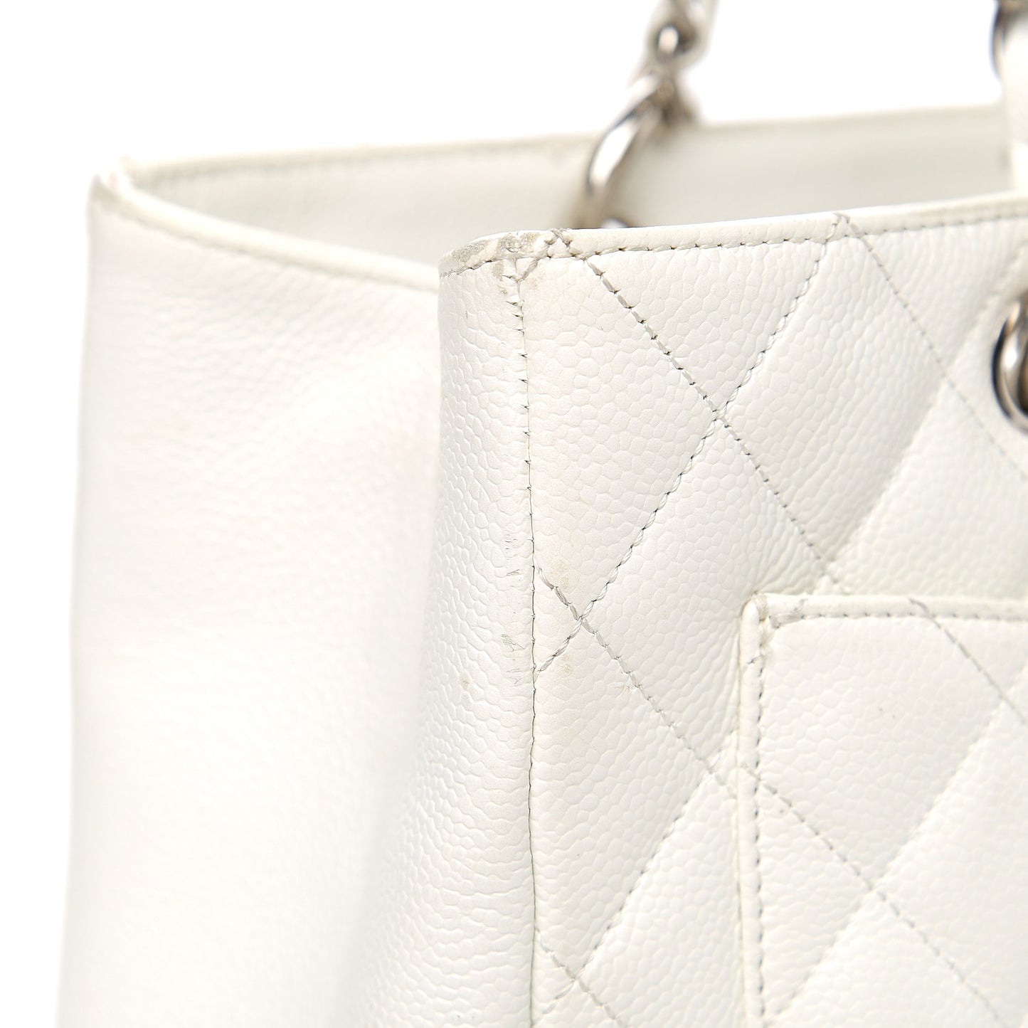 Caviar Quilted Grand Shopping Tote GST White