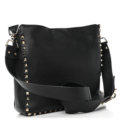 Valentino Garavani Pebbled Calfskin Small Rockstud Flip-Lock Messenger Bag Black 2 of 6