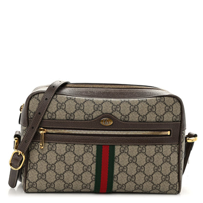 Gucci GG Supreme Monogram Web Small Ophidia Shoulder Bag Brown 1 of 9