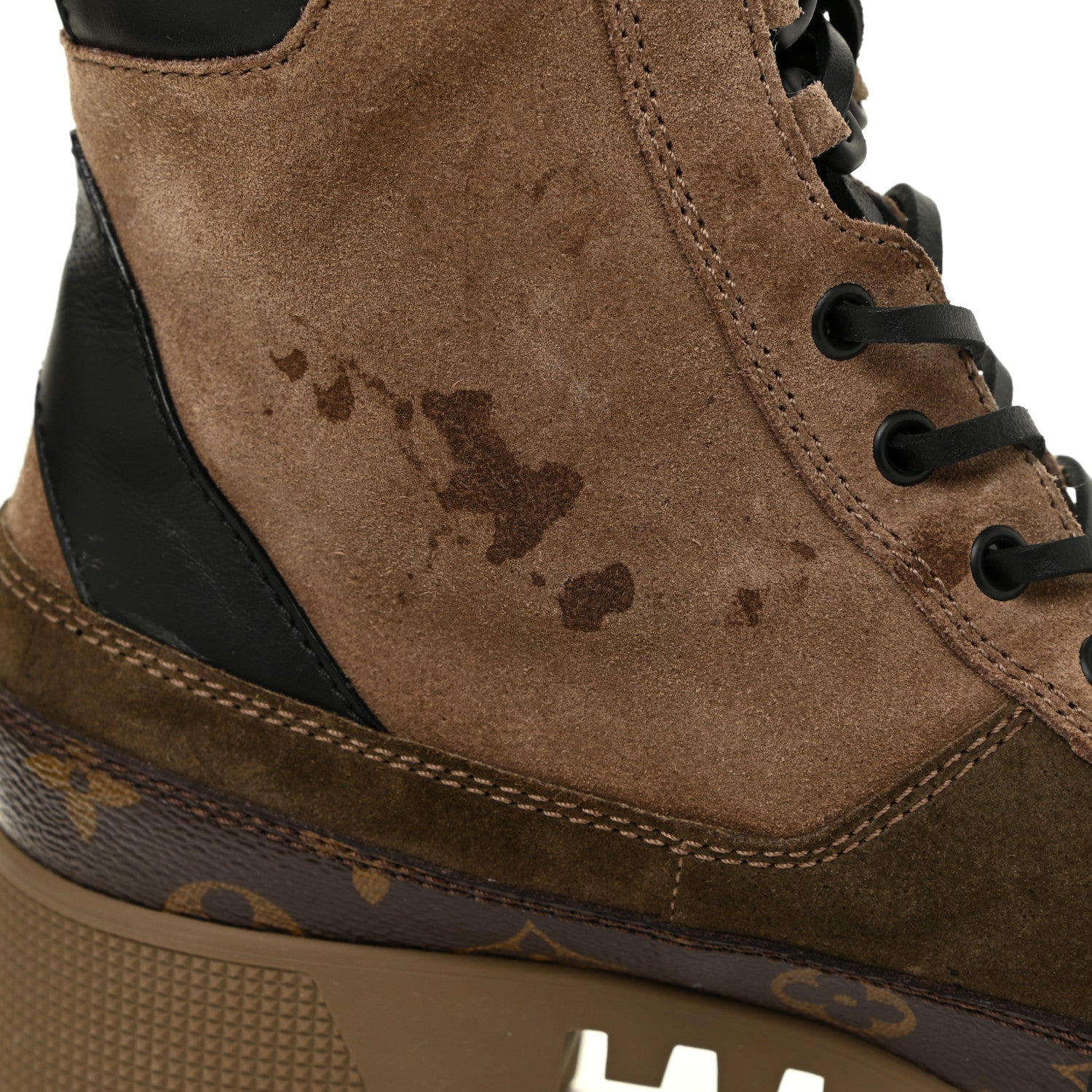 Louis Vuitton Suede Calfskin Monogram Laureate Platform Desert Boots 40 Taupe 12 of 18
