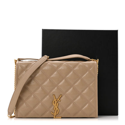 Saint Laurent Lambskin Quilted Mini Becky Chain Bag Dark Beige 15 of 15