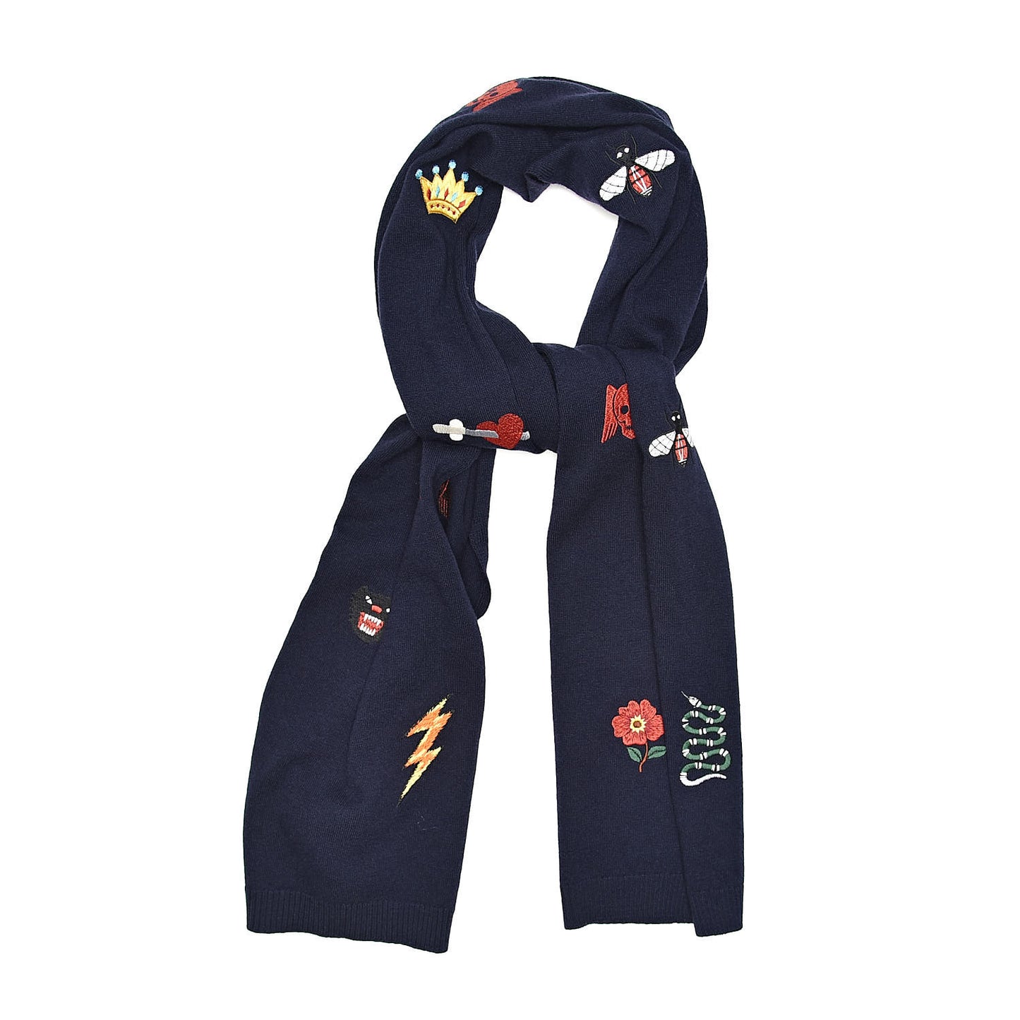 Wool Embroidered New Mix Scarf Midnight Blue
