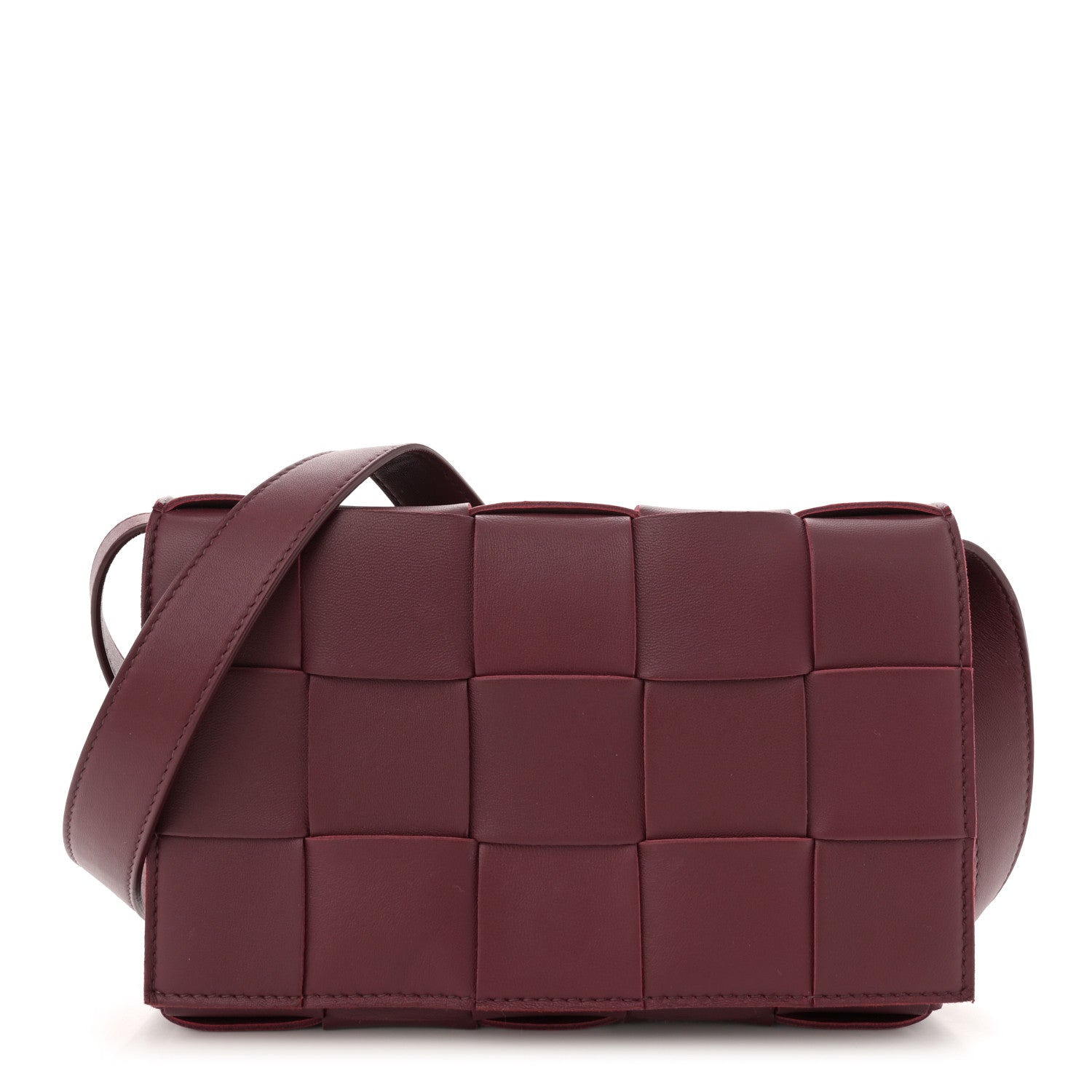 Bottega Veneta Lambskin Maxi Intrecciato Cassette Crossbody Bag Bordeaux 1 of 11