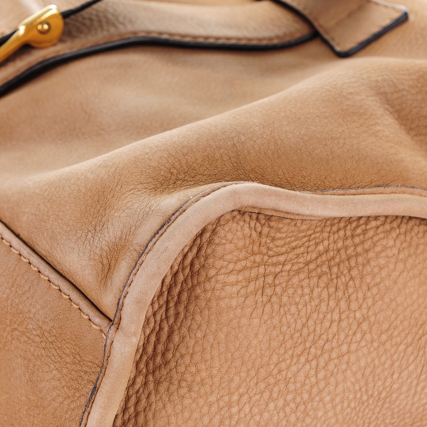 Nubuck Medium Soft Stirrup Shoulder Bag Light Brown