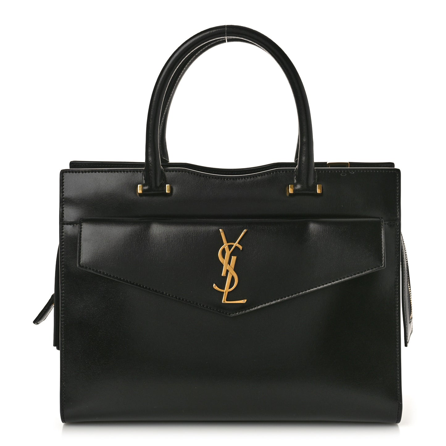 Shiny Calfskin Medium Uptown Tote Black
