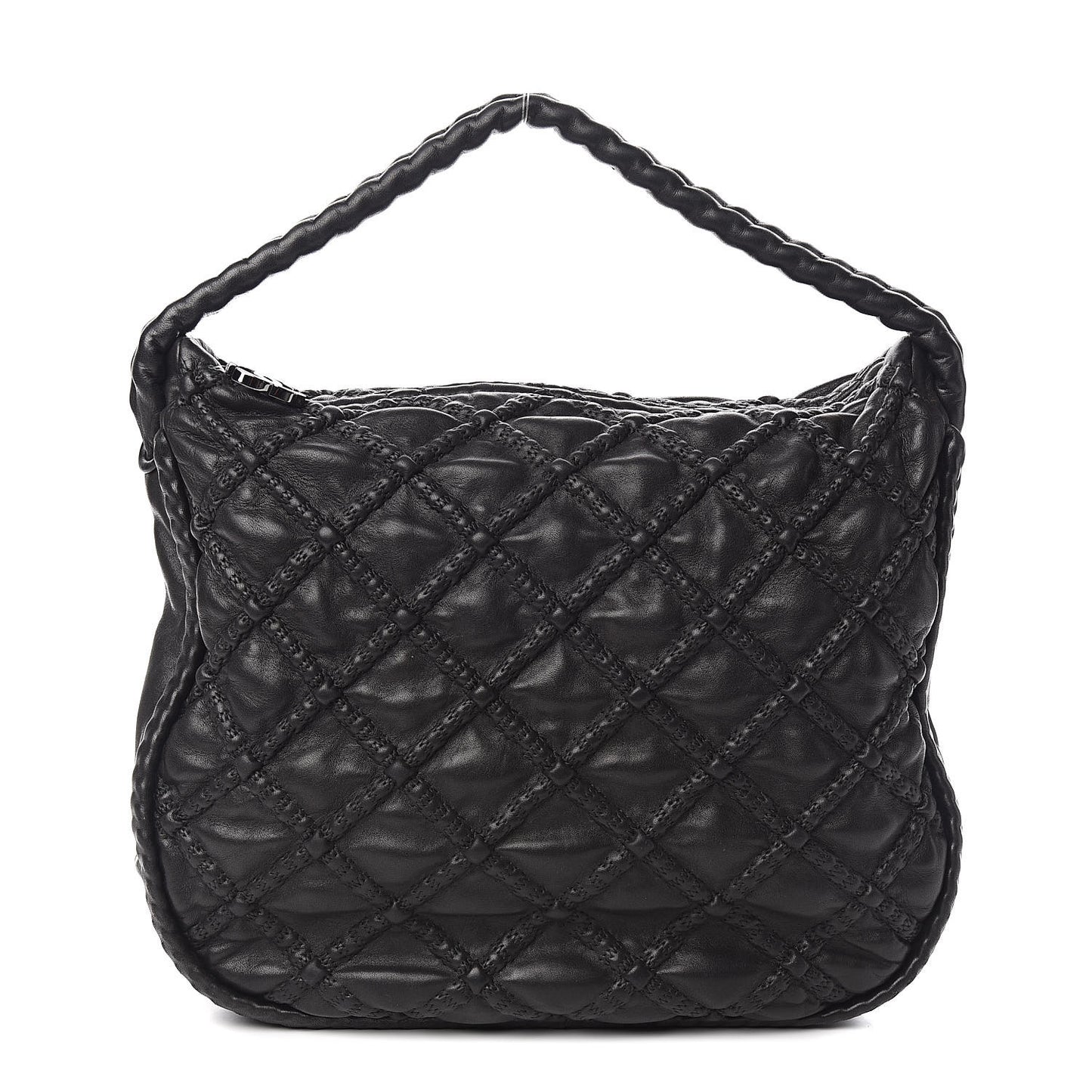 Quilted Lambskin Hidden Chain Hobo Black