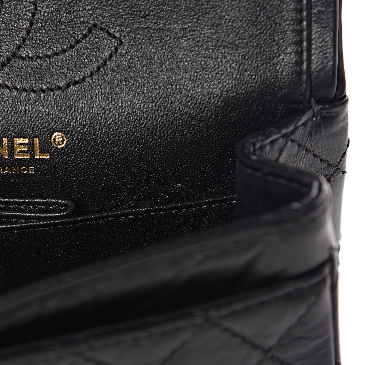 Aged Calfskin Quilted 2.55 Reissue 224 Flap Black