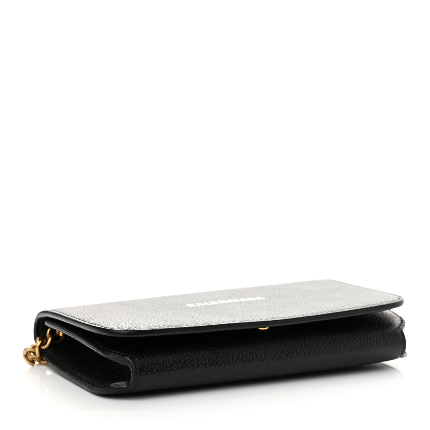 Grained Calfskin Logo Cash Phone Holder Wallet On Chain Black White