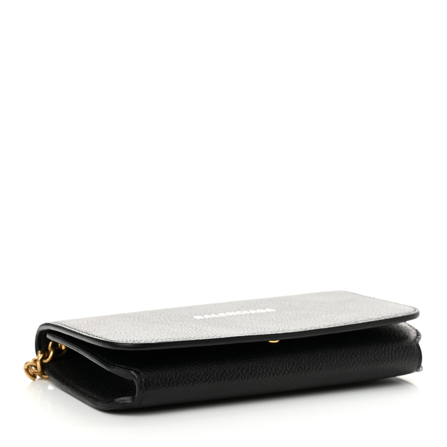 Balenciaga Grained Calfskin Logo Cash Phone Holder Wallet On Chain Black White 4 of 11