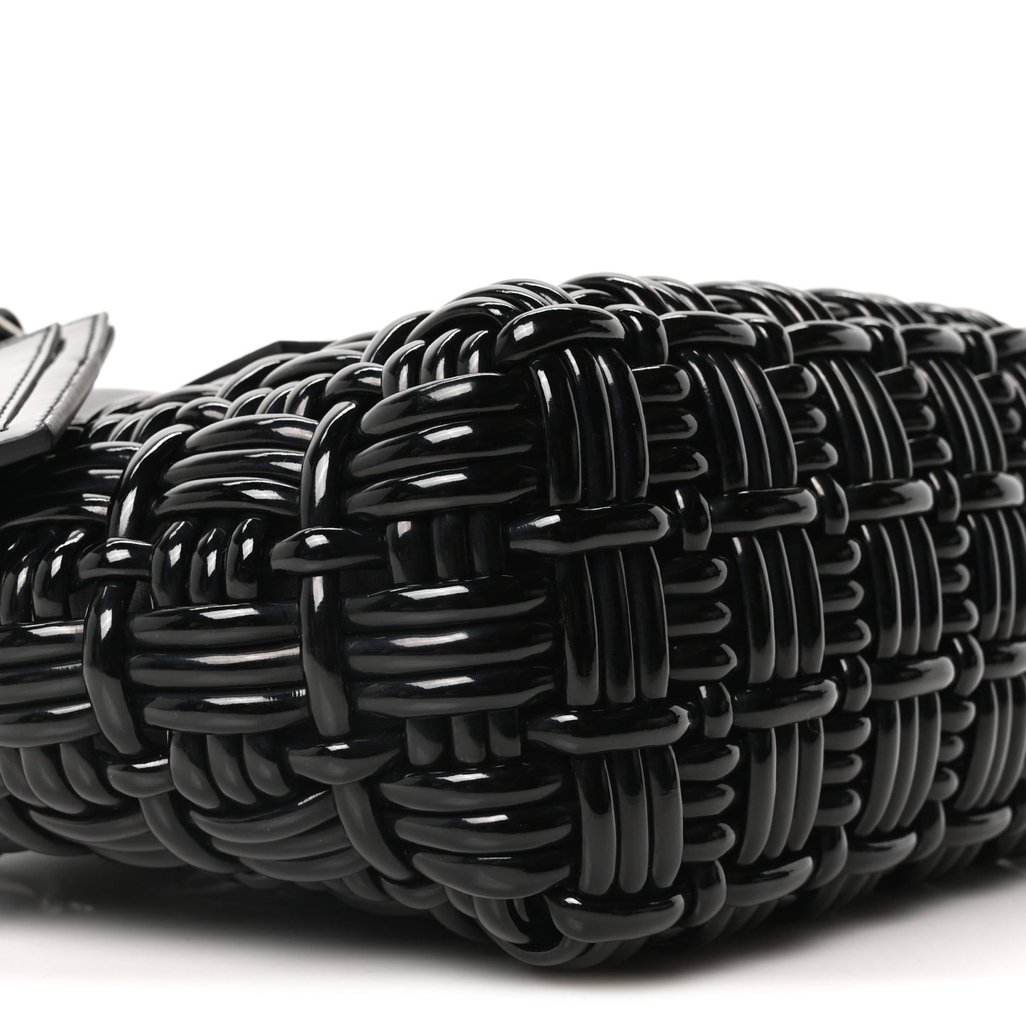 Faux Calfskin Braided Varnished XXS Bistro Basket Black