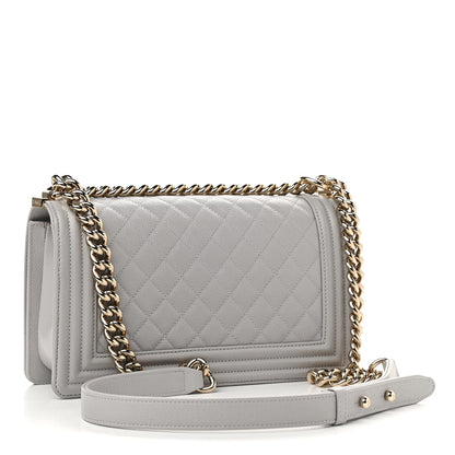 Chanel Caviar Quilted Medium Boy Flap Light Grey 3 of 9