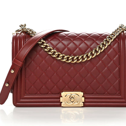 Chanel Lambskin Quilted New Medium Boy Flap Dark Red 9 of 11