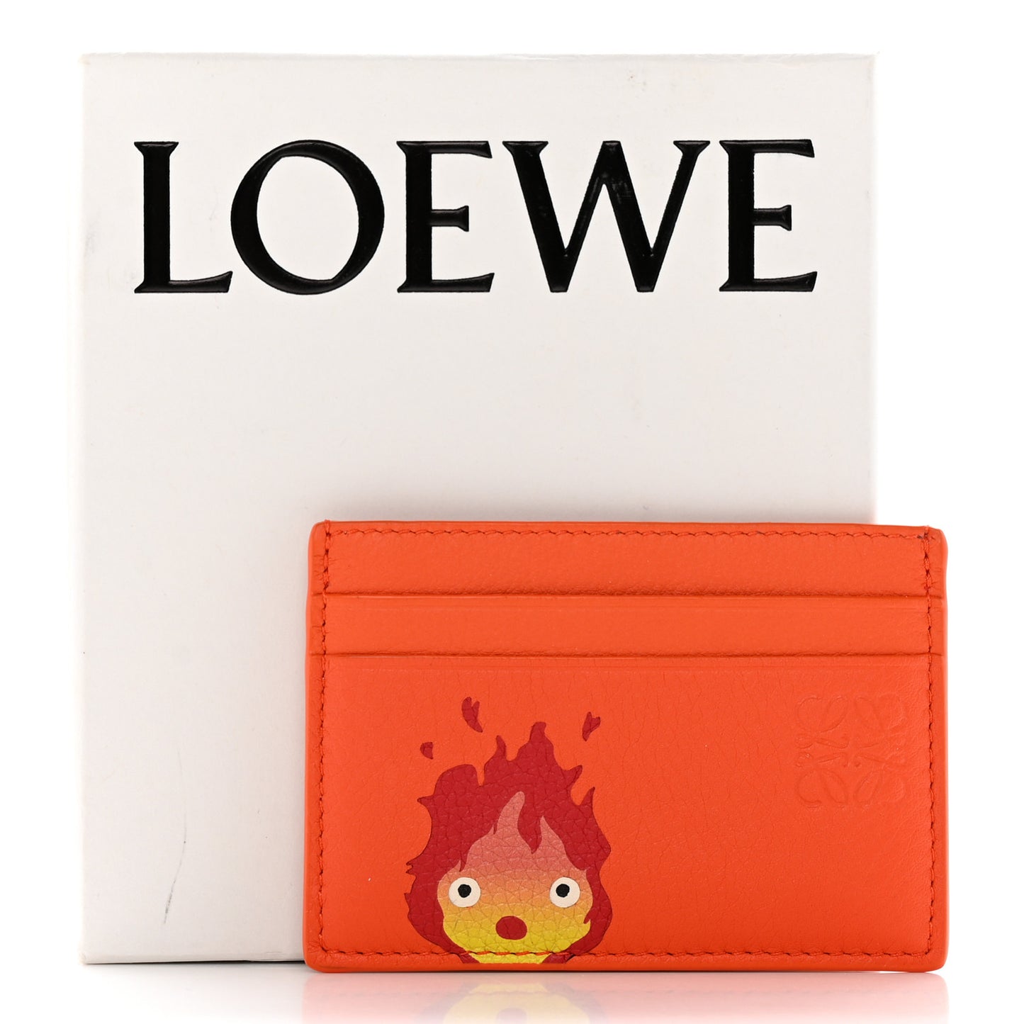 X HOWL'S MOVING CASTLE Calfskin Calcifer Card Holder Orange