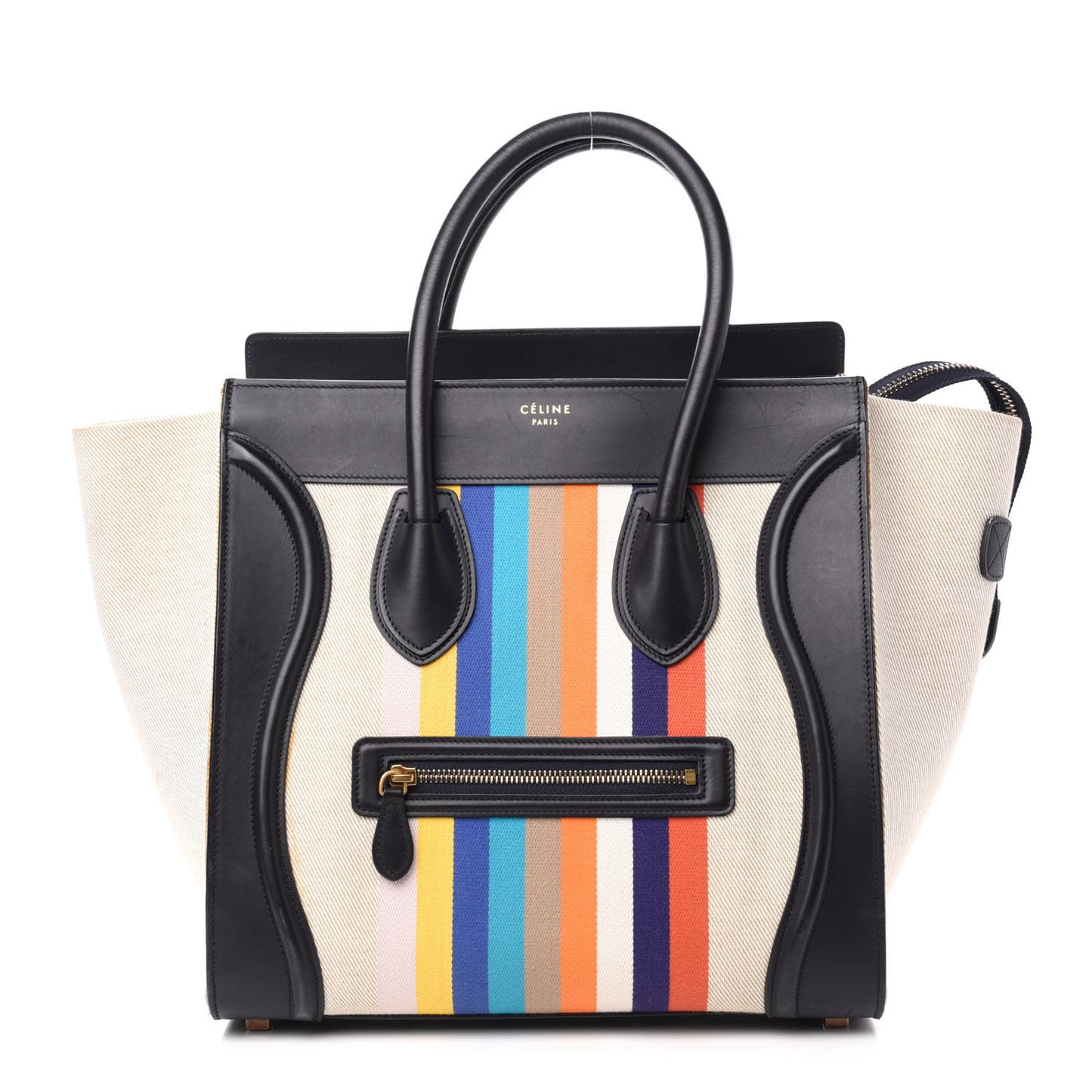 Smooth Calfskin Striped Canvas Mini Luggage Multicolor