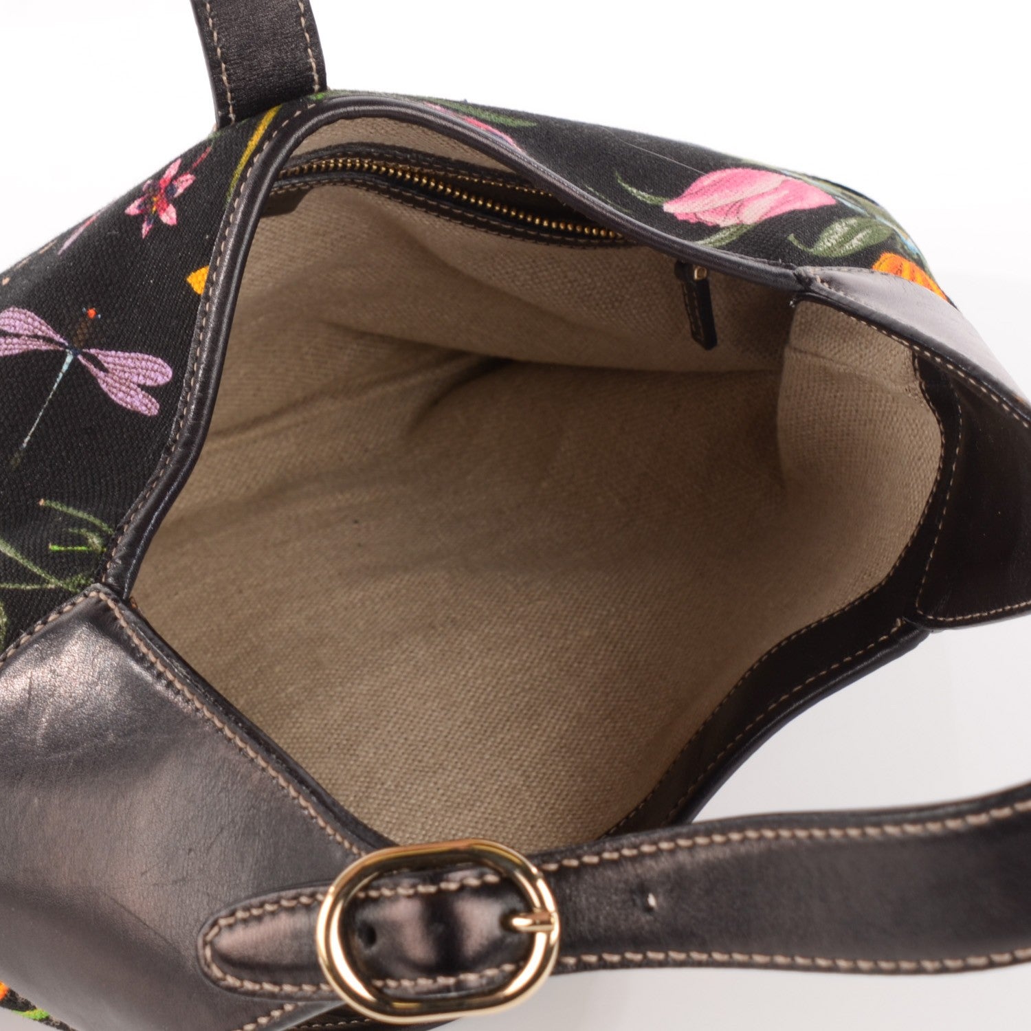 Gucci Canvas Floral Flora Jackie O Bouvier Hobo Dark Brown 5 of 7