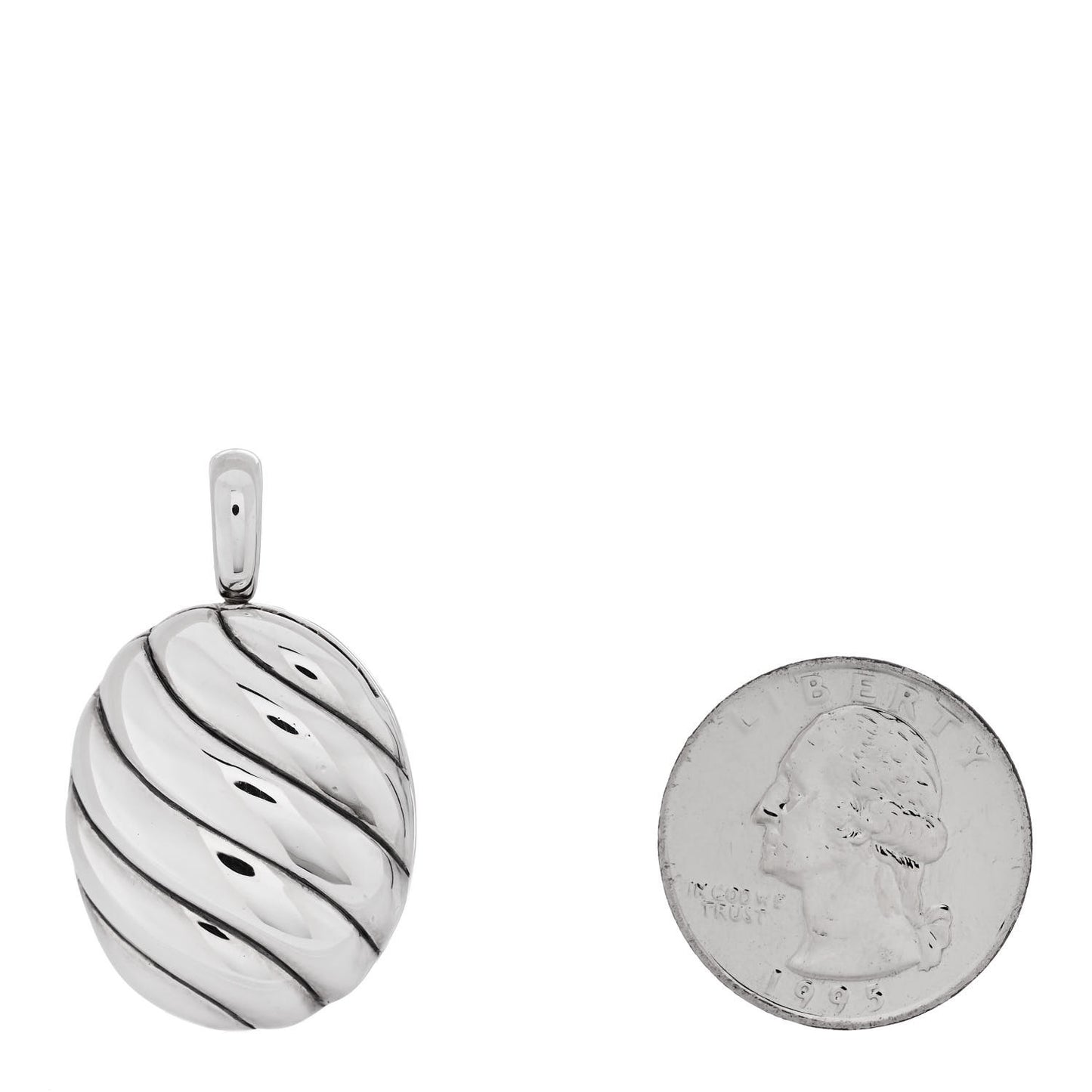 Sterling Silver Sculpted Cable Oval Locket Amulet Pendant