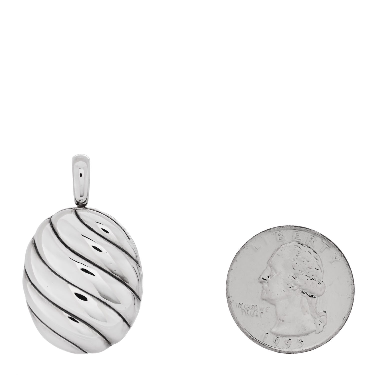 David Yurman Sterling Silver Sculpted Cable Oval Locket Amulet Pendant 2 of 6