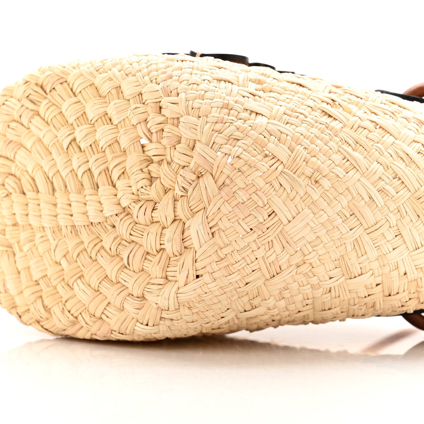 Iraca Palm Calfskin Small Anagram Basket Bag Natural Tan