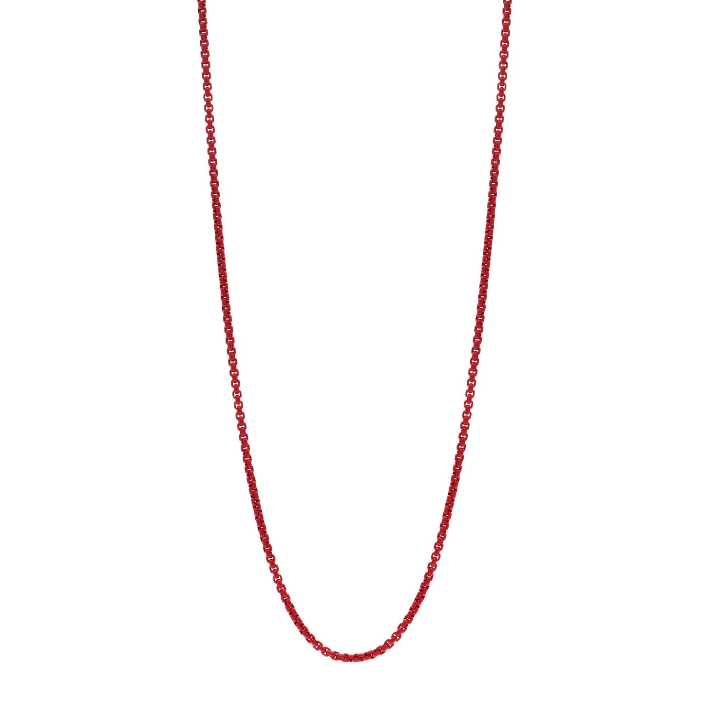 Sterling Silver Stainless Steel 2.7mm Small Box Chain Necklace Burgundy