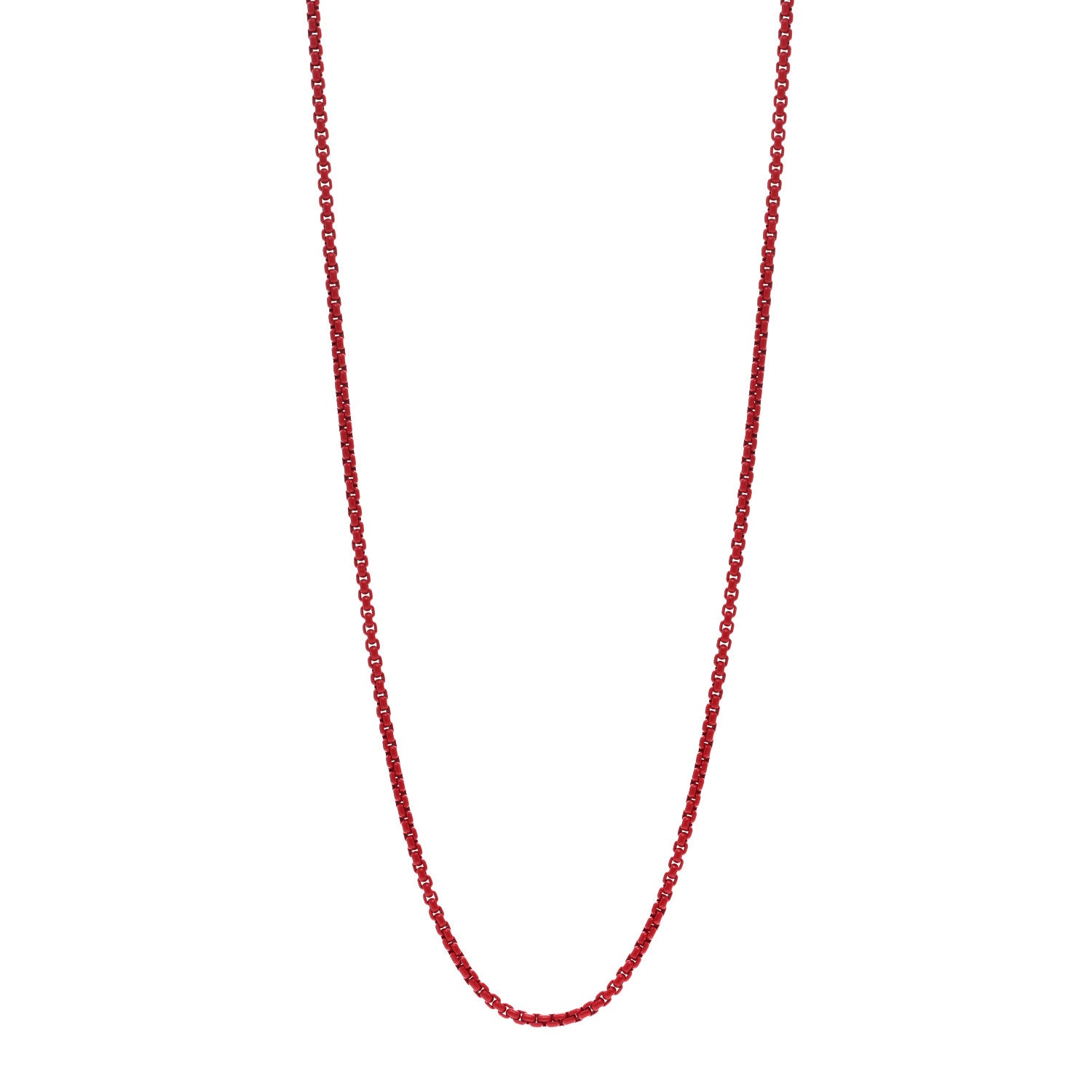 David Yurman Sterling Silver Stainless Steel 2.7mm Small Box Chain Necklace Burgundy 1 of 5