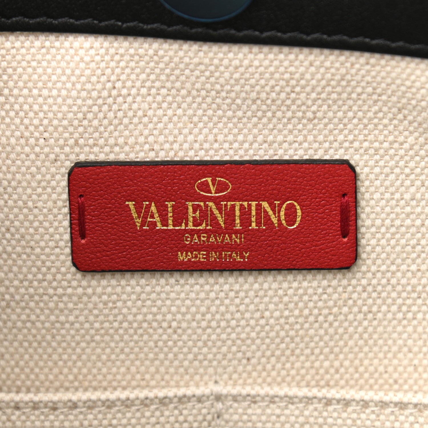Valentino Garavani Canvas Calfskin VLTN Print Small Rockstud Tote Naturale Black 6 of 9