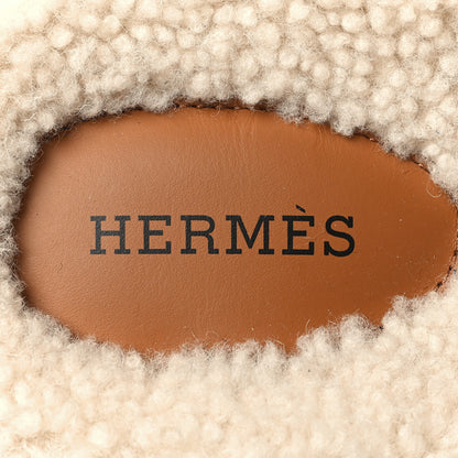 Hermes Suede Goatskin Woolskin Womens Chypre Sandals 36 Naturel Ecru 7 of 8