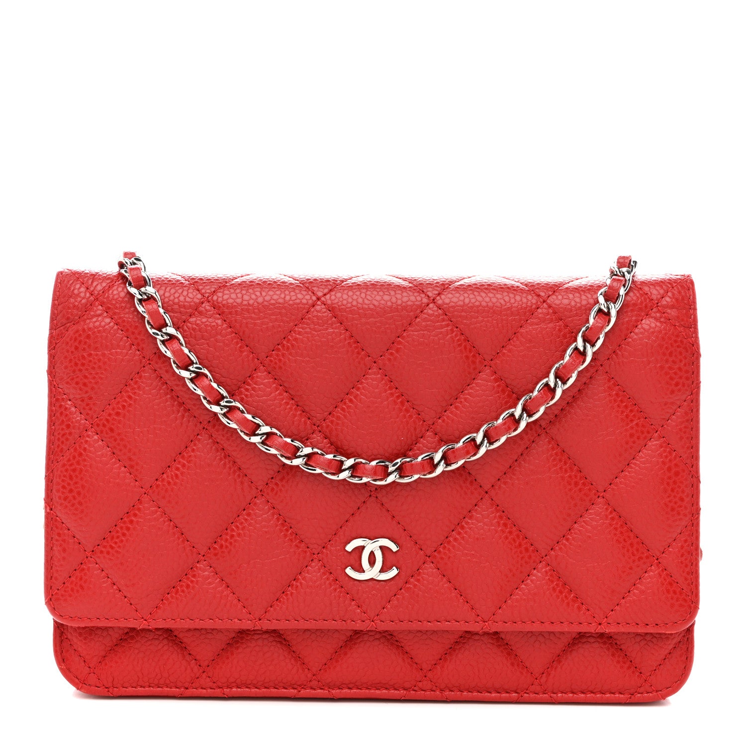 Chanel Caviar Quilted Wallet on Chain WOC Red 1 of 17