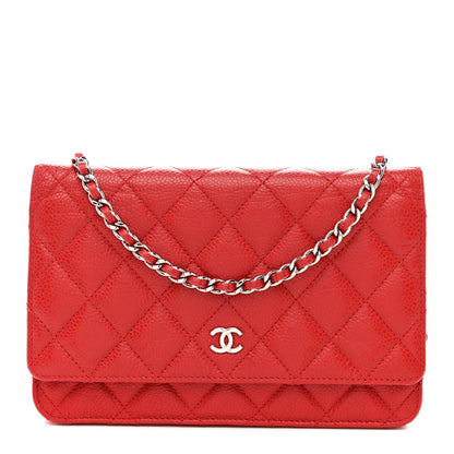 Chanel Caviar Quilted Wallet on Chain WOC Red 1 of 17