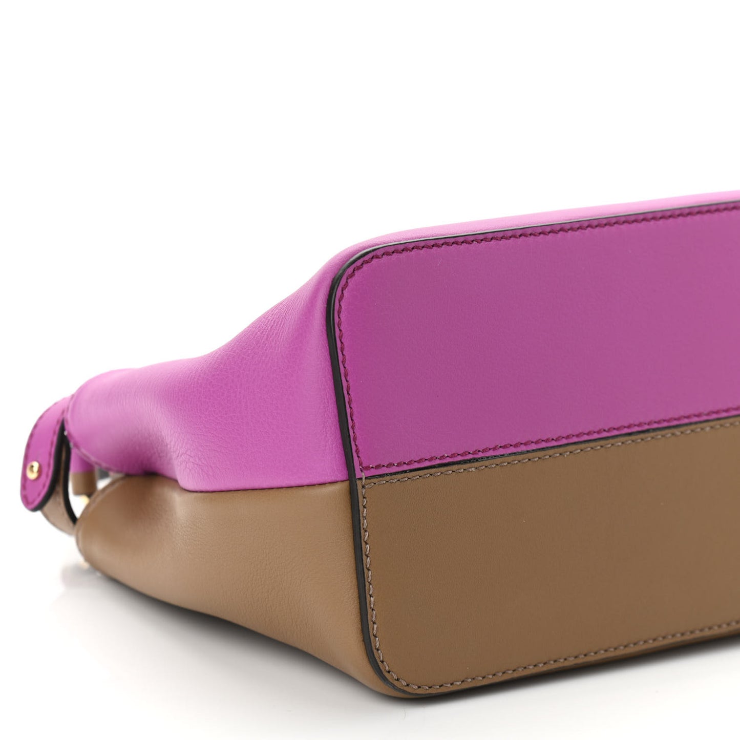 Vitello Seta Nappa Plexiglass Bi-Color Mini Peekaboo Iconic Satchel Bouganville Sand