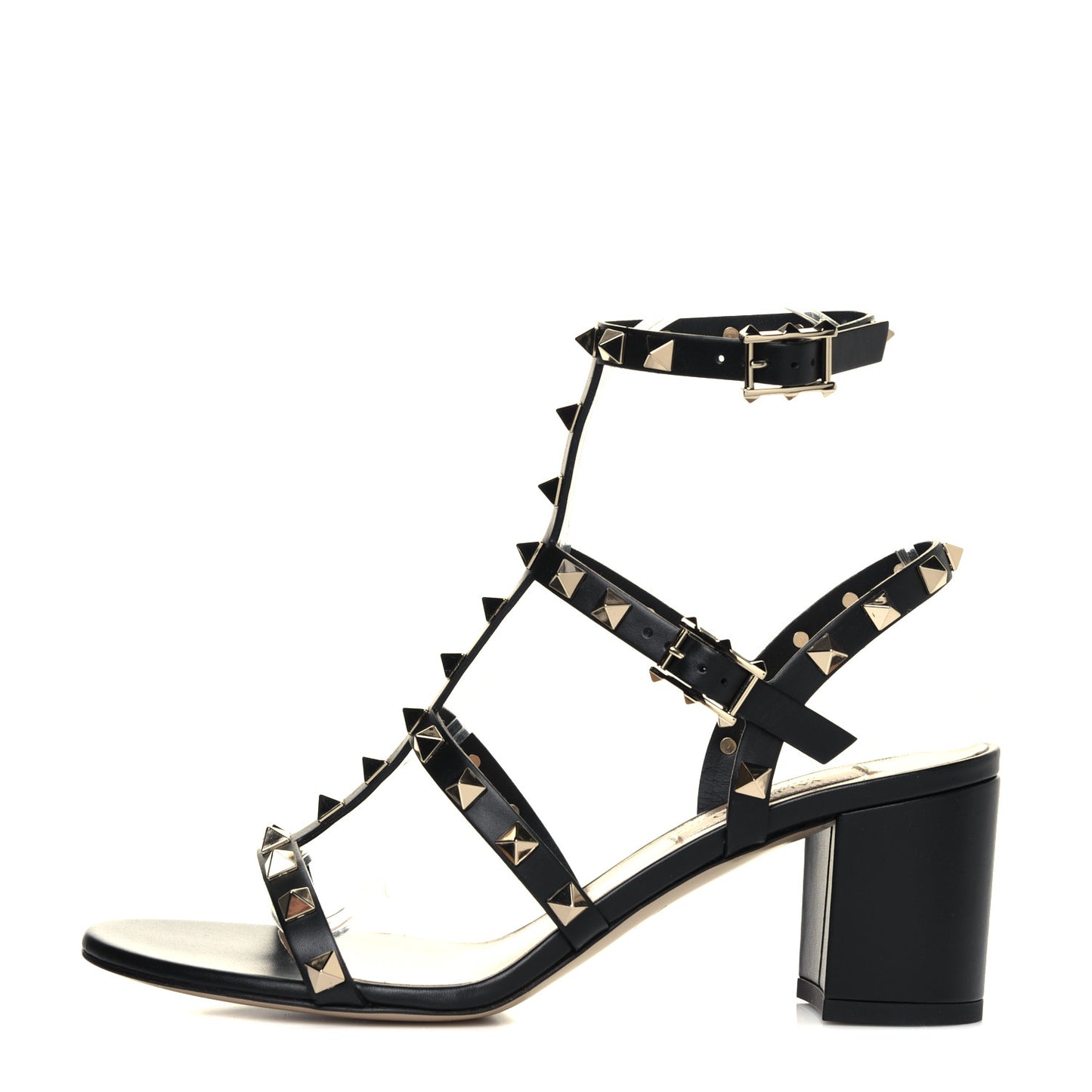 Calfskin Rockstud 60mm City Sandals 37 Black