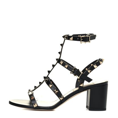 Valentino Garavani Calfskin Rockstud 60mm City Sandals 37 Black 1 of 6