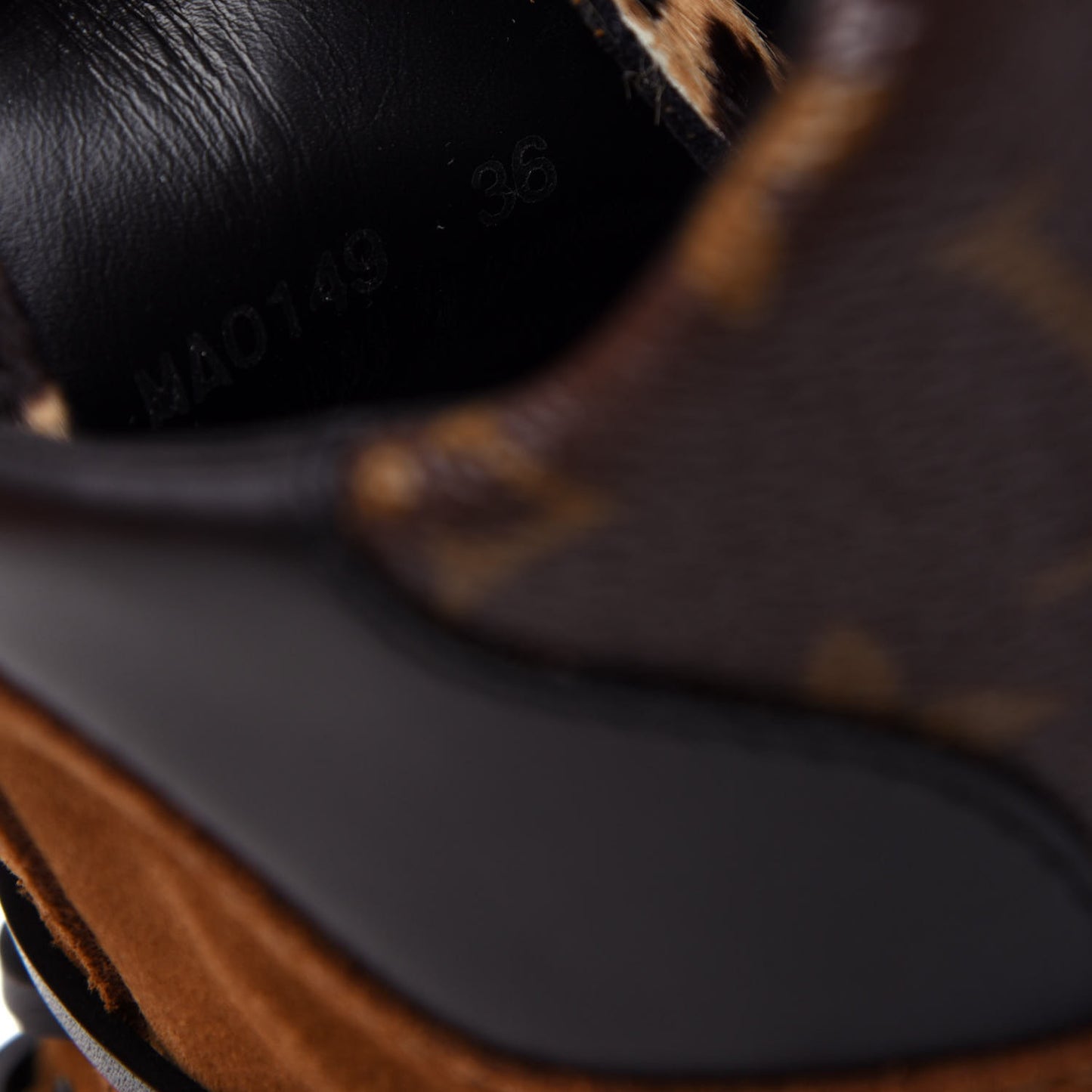 Suede Calfskin Monogram Laureate Platform Desert Boots 36 Cognac