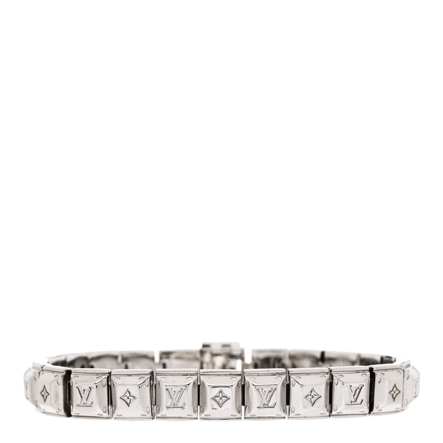 Louis Vuitton Palladium Monogram Nanogram Tennis Bracelet M Silver 1 of 5