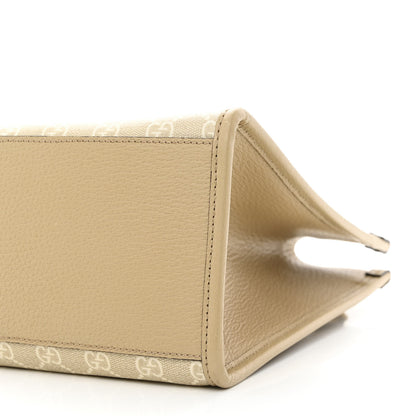 Gucci GG Supreme Monogram Textured Dollar Calfskin Small Retro Interlocking G Tote Bag Beige Mystic White Oatmeal 10 of 10