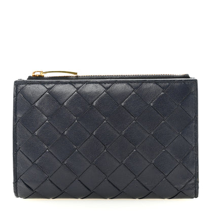 Bottega Veneta Nappa Intrecciato Medium Bi-Fold Zip Wallet Dark Blue 1 of 8