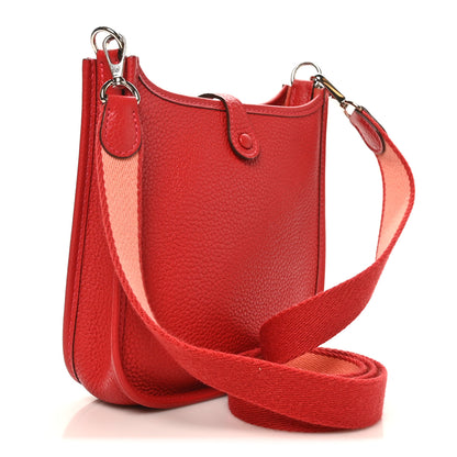 Hermes Taurillon Clemence Amazone Evelyne TPM Rouge Casaque Crevette 3 of 10