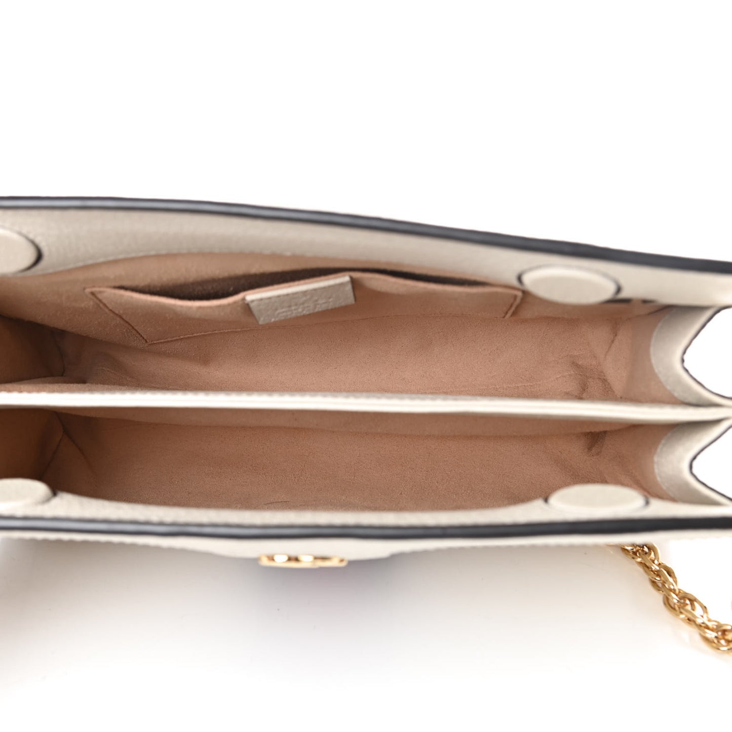 Textured Calfskin Web Small Ophidia Chain Shoulder Bag Mystic White