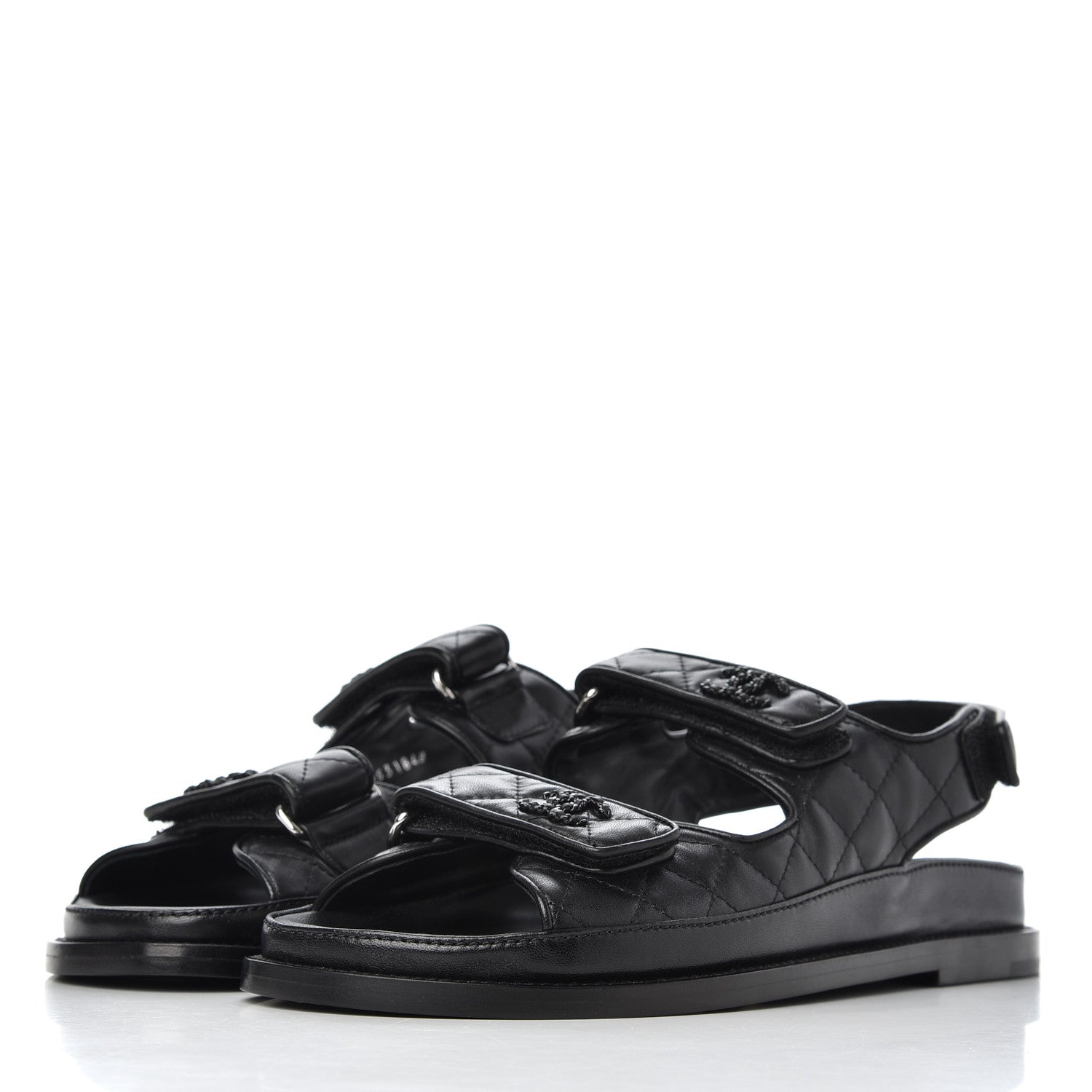 Chanel Lambskin Velcro Dad Sandals 39 Black 3 of 15